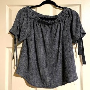 Off shoulder Bardot striped blue blouse